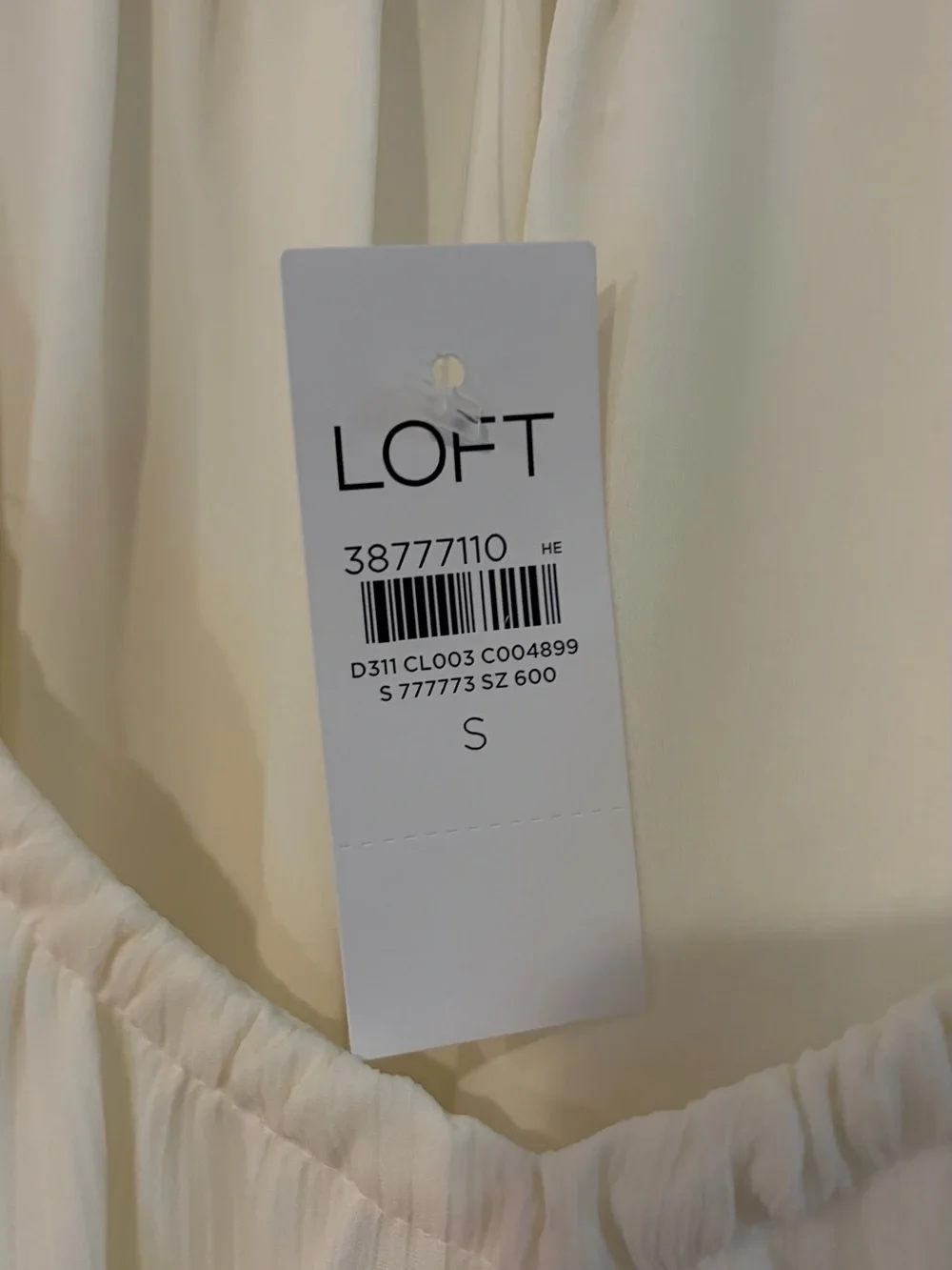LOFT Cream Sheer Peasant Blouse Puff Sleeve Tie Hem Size Small NWT
